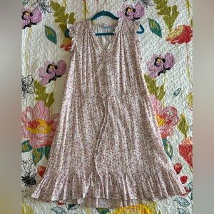 Draper James Floral Flutter Sleeve Popover Dress